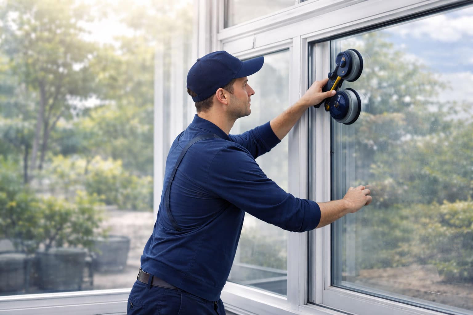 Techician-installing-glass