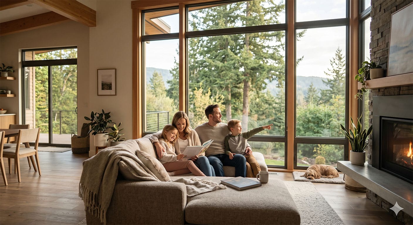 Modern energy efficient windows in a remodeled living space